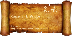 Kuszák Andor névjegykártya